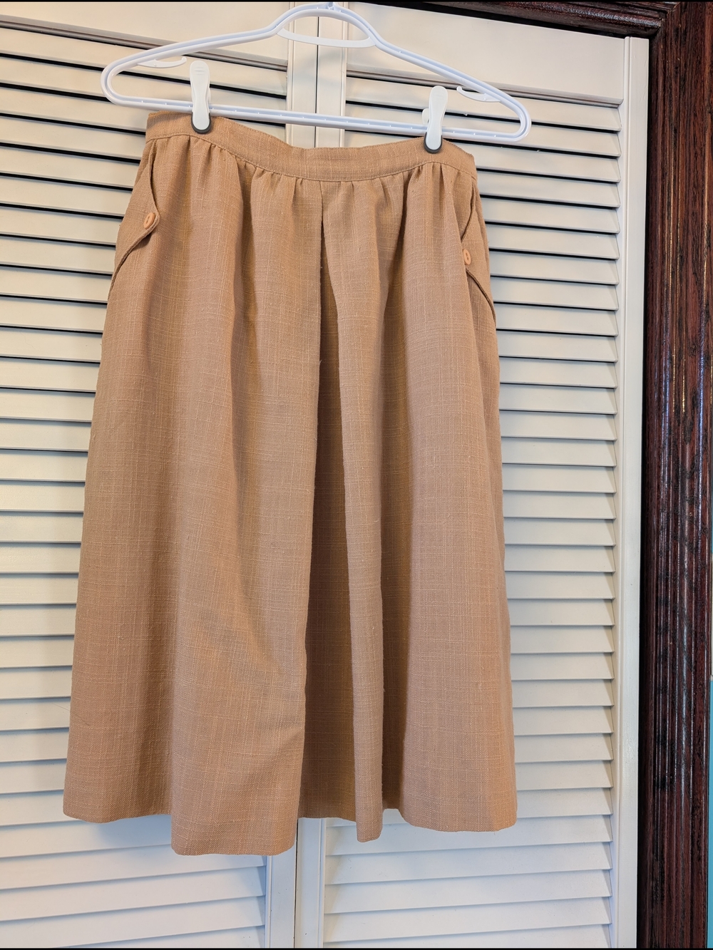 Vintage Midi Skirt with Button Pocket Detail
